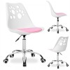 Scaun de birou alb-roz, pentru copii, pivotant si rotativ, 5 roti, perna din piele ecologica si cadru metalic, JollyMag, KO16BJR