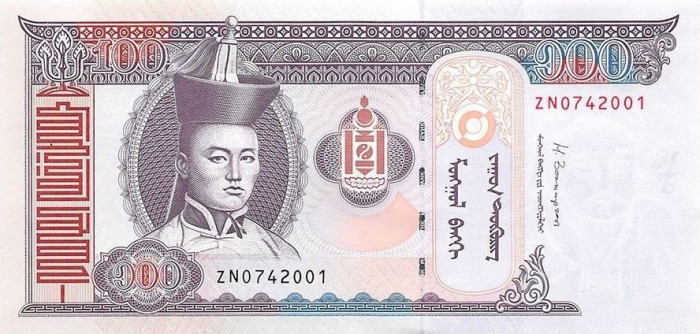 MONGOLIA █ bancnota █ 100 Tugrik █ 2014 █ P-65c █ UNC █ necirculata