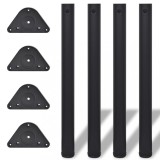 Picioare Masa Reglabile 710-720mm, Negre, vidaXL, Metalice, Set 4 Bucati, Birou, Bar, Inlocuire