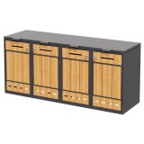 Cutie pentru pubele cu capace rabatabile și uși cu deschidere frontală, pentru 4&times;120&ndash;240 l , 264x84,5x118 cm, Gri+Culoare naturală