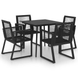 Cumpara ieftin Set mobilier de exterior, 5 piese, negru, ratan PVC