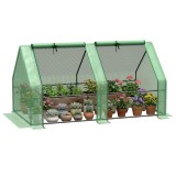 Outsunny Mini Seră Portabilă cu Uși Mari cu Fermoar și Acoperiș din PE pentru Protecție &Icirc;mpotriva Apei/UV, 180x90x90 cm, Verde | Aosom Romania