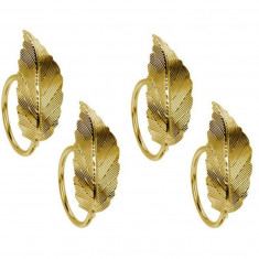 Set 4 inele pentru servetele Leaf V3, 4.5 x 3 cm, metal, auriu
