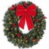 HOMCOM Coroniță de Crăciun de 60 cm cu Lumini LED, Conuri de Brad și Bobițe, Verde | Aosom Romania