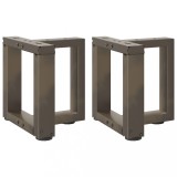 Picioare Masa Cafea Otel Natural T 2 Buc 30x25x31cm Ajustabile, Set Montaj Inclus