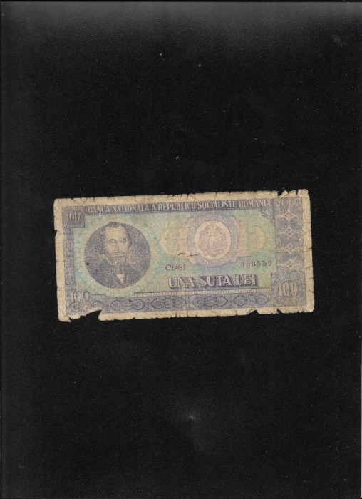 100 lei 1966 seria303559 uzata