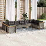 vidaXL Set mobilier de grădină cu perne, 10 piese, gri, poliratan 3262020