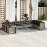 Set mobilier de gradina cu perne, 10 piese, gri, poliratan GartenMobel Dekor, vidaXL