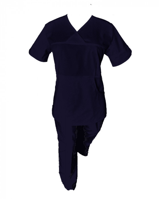Costum Medical Pe Stil cu Elastan, Bluemarin, Model Sanda - XS, XS