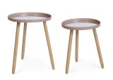 Cumpara ieftin Set 2 masute lemn otel oglinda Edvard &Oslash;35,5x44h; &oslash;40x51h