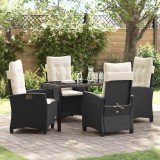 Set de dining pentru grădină , 5 piese, cu perne - din rattan sintetic negru