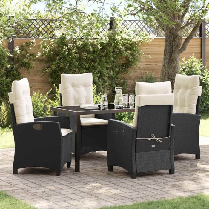 vidaXL Set de masă pentru grădină 5 pcs Negru poliratan