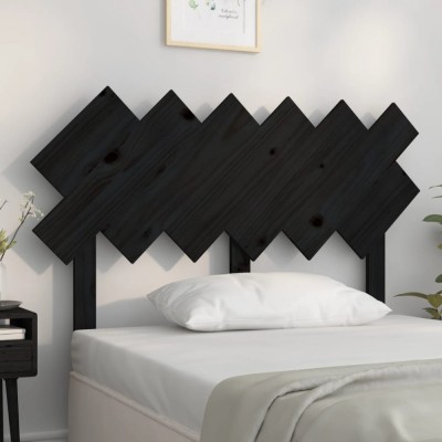 vidaXL Tăblie de pat, negru, 122,5x3x80,5 cm, lemn masiv de pin 819214 foto