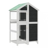 Cumpara ieftin Colivie de pasari, gri, 97x81x152 cm, lemn masiv de pin