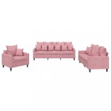 Cumpara ieftin Set de canapele cu perne, 3 piese, roz, catifea
