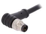 Conector M8 tată 4 pini 3A 30V IP67 unghi 1m cablu PVC BULGIN