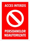 Semn pentru acces interzis si persoanelor neautorizate