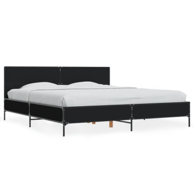 vidaXL Cadru de pat, negru, 200x200 cm, lemn prelucrat și metal foto