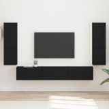 Cumpara ieftin Set comoda TV 4 buc. Negru Lemn prelucrat
