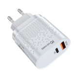 Incarcator Retea cu 2 Porturi Usb Ultra Charge 1x Usb 3.0 si 1x Usb Tip Csi Priza Inteligent cu Incarcare Super Rapida Compatibil Universal, Alb Alb 5