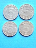 Lot Monede Rom&acirc;nia 5 lei anul 1992,1993,1994,1995