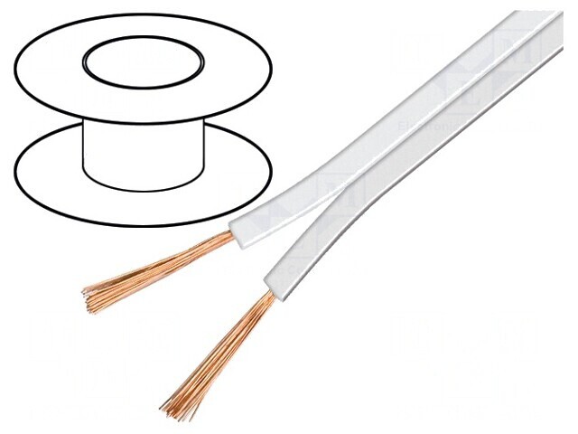 Cablu difuzor 2x0,75mm2 alb OFC neecranat