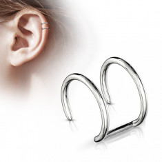 Piercing fals pentru ureche ? inel dublu argintiu foto