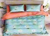 Cumpara ieftin Lenjerie de pat pentru o persoana cu husa elastic pat si fata perna dreptunghiulara, Ocean, bumbac mercerizat, multicolor
