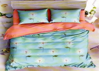 Lenjerie de pat pentru o persoana cu husa elastic pat si fata perna dreptunghiulara, Ocean, bumbac mercerizat, multicolor foto