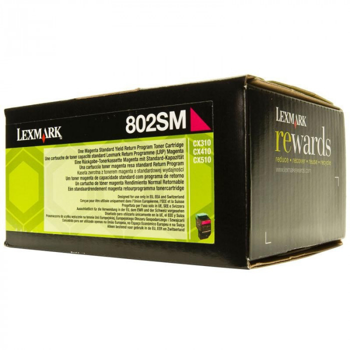 Toner lexmark 80c2sm0 magenta 2 k cx310dn cx310n cx410de cx410de with 3 year onsite service