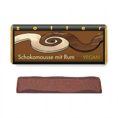 Bio & Fair ciocolata neagra 70% cacao umpluta cu mousse de ciocolata si rom, Schokomouse mit Rum, 70g Zotter