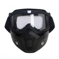 Masca protectie fata Edman ND03 din plastic dur + ochelari ski, pentru sport, lentila transparenta