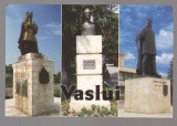 CPIB 23834 CARTE POSTALA - JUD. VASLUI - STATUILE LUI PETRU RARES - HUSI, M. EMINESCU - BARLAD, ST cel MARE - VASLUI, NECIRCULATA