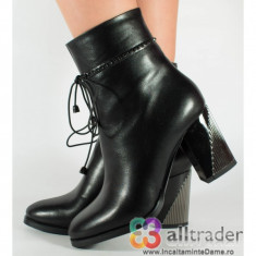 Botine office negre cu toc dama/dame/femei (cod 071184) foto