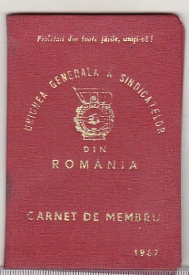 bnk div UGSR din Romania 1967 - carnet de membru foto