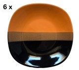 Set 6 farfurii adanci, 22 cm, Negru/Portocaliu