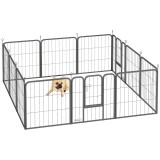 PawHut Parc pentru c&acirc;ini enclos c&acirc;ine 12 panouri modular și pliabil oțel 2 uși pentru cățel interior exterior 60H cm negru | Aosom Romania