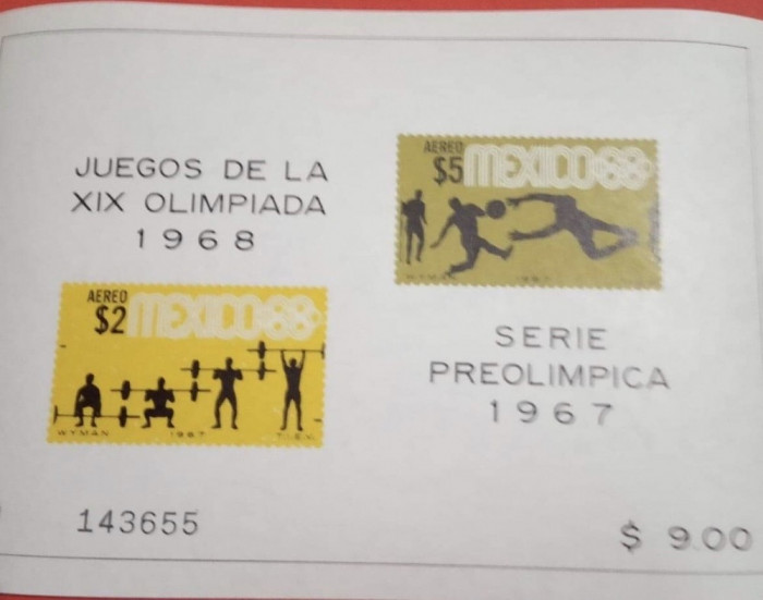 MEXIC 1967, SPORT - COLIȚĂ IMPERF. MNH