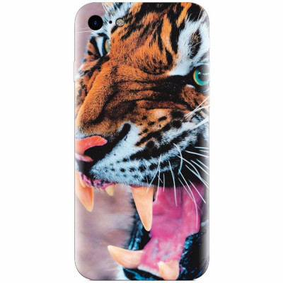 Husa silicon pentru Apple Iphone 5c, Angry Tiger Teeth Fresh foto