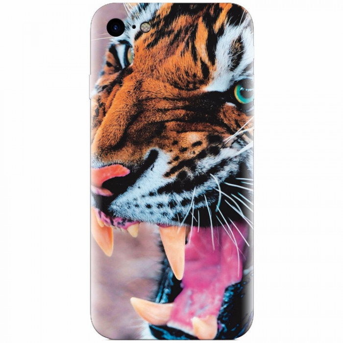 Husa silicon pentru Apple Iphone 5c, Angry Tiger Teeth Fresh