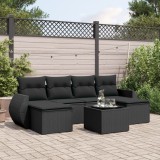 Cumpara ieftin Set canapele de grădină cu perne, 7 piese, negru, poliratan
