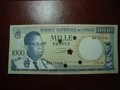 CONGO 1000 FRANCI 1964 UNC ANULATA foto