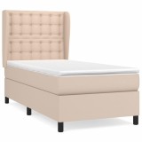 Cumpara ieftin Pat box spring cu saltea, cappuccino, 80x200 cm piele ecologica