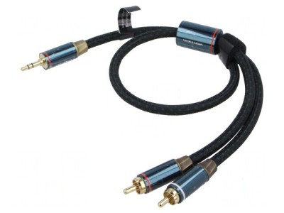 Cablu audio Jack 3,5mm - RCA x2 1,5m, negru foto