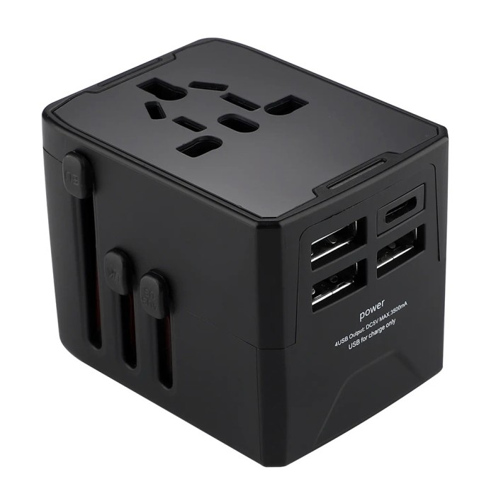 Adaptor priza EU la US, UK, AUS, 3xUSB, Type-C Techsuit, HHT904