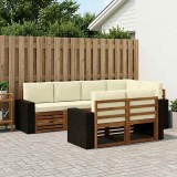 vidaXL Set canapea sectională cu pernă 7 pcs Natural și Crem 3384481