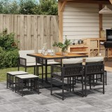 vidaXL Set mobilier de grădină cu perne, 9 piese, negru, poliratan 3211503