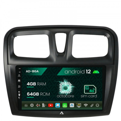 Navigatie Dacia Logan Sandero, Android 12, A-Octacore 4GB RAM + 64GB ROM, 9 Inch - AD-BGA9004+AD-BGRKIT375 foto