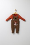 Cumpara ieftin Set cu salopeta si bluzita pentru bebelusi Forest, Tongs baby (Culoare: Maro, Marime: 9-12 luni)