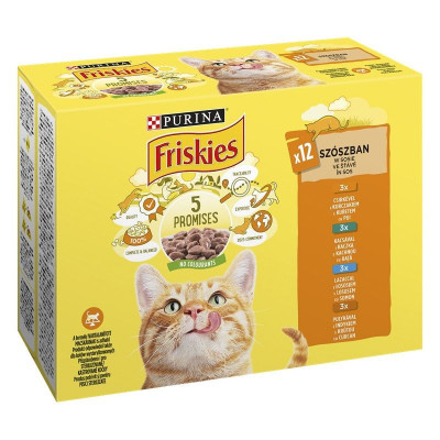 Friskies hrană pentru pisici la plic - pui, rață, somon și curcan &amp;icirc;n sos 12 x 85 g foto